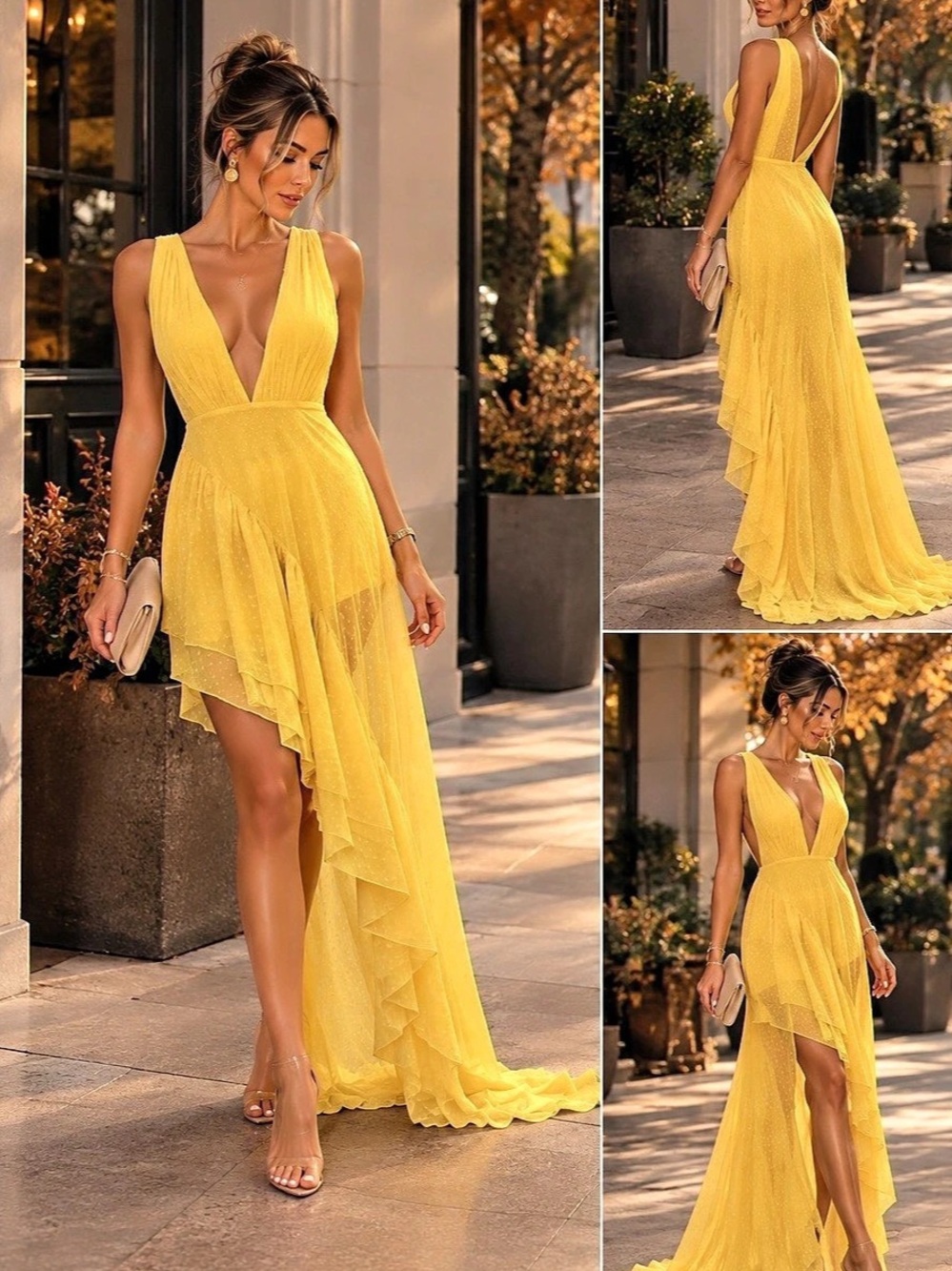 Yellow High-Low Dress